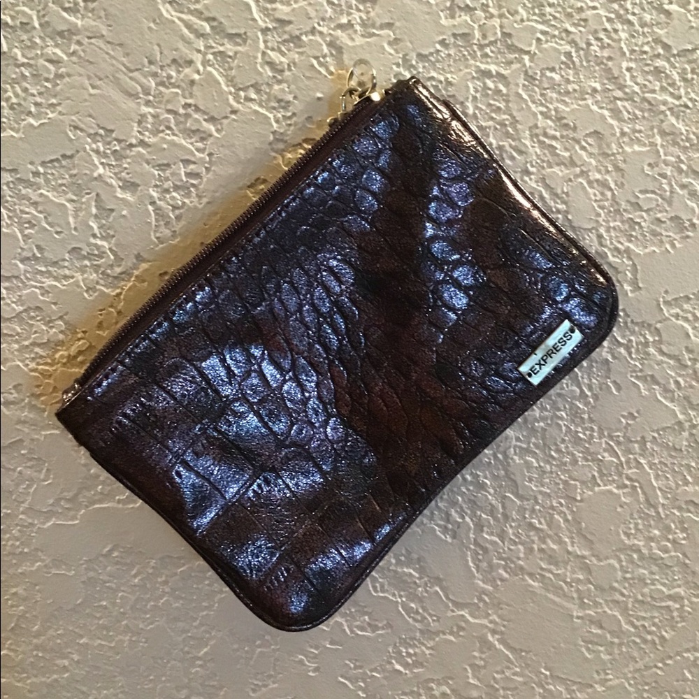 Metallic purple wristlet by express
